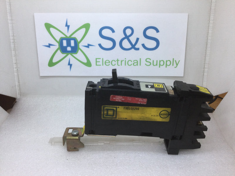 Square D FHB16020 A/B/C Single Pole 20 Amp 277VAC Type FHB I-Line Circuit Breaker