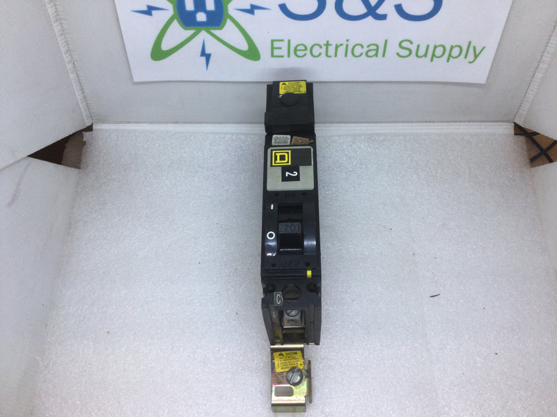 Square D FHB16020 A/B/C Single Pole 20 Amp 277VAC Type FHB I-Line Circuit Breaker