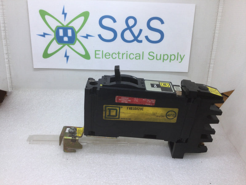 Square D FHB16020 A/B/C Single Pole 20 Amp 277VAC Type FHB I-Line Circuit Breaker