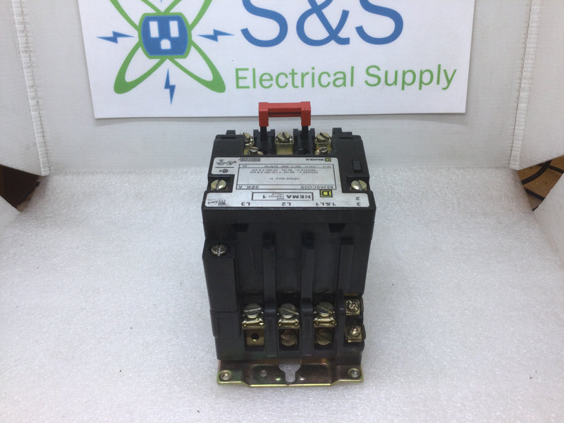 Square D 8536SCO3S Nema Size 1 Series A 120V Coil 600V 50/60Hz 10Hp Max Motor Starter