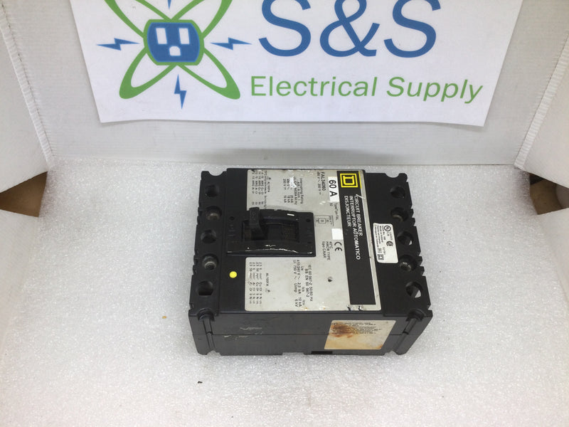 Square D FAL34060 3 Pole 60 Amp 480VAC Type FAL Circuit Breaker