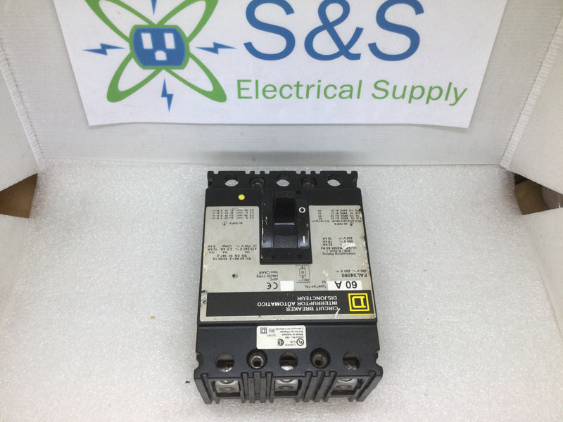 Square D FAL34060 3 Pole 60 Amp 480VAC Type FAL Circuit Breaker