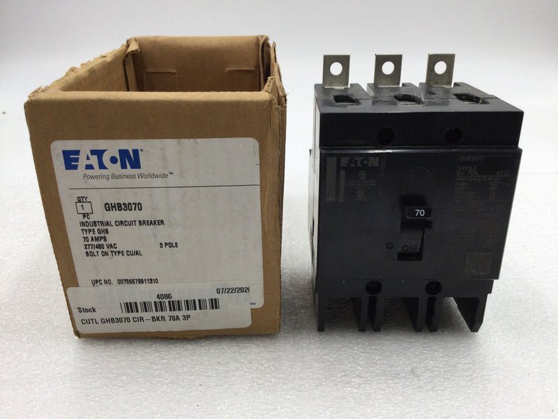 Cutler Hammer GHB3070 3 Pole 70 Amp 480v Circuit Breaker