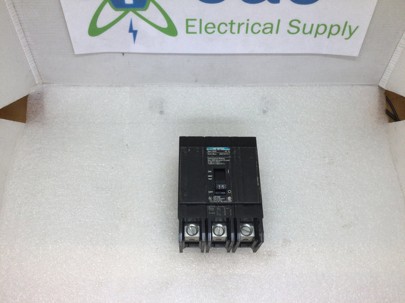 Siemens ITE BQD315 3 Pole 15 Amp 480v Circuit Breaker