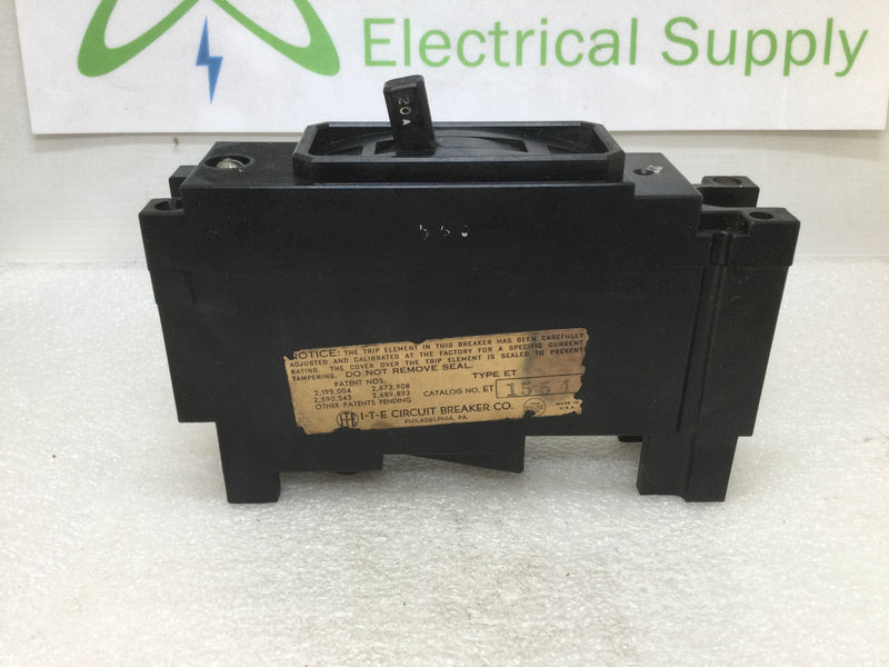 ITE EE1H020 (ET1554) 1 Pole 20 Amp 120 Volt Circuit Breaker EE1-H020