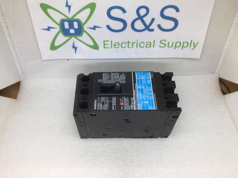 Siemens ED63B015 3 Pole 15 Amp 600VAC Type ED6 Circuit Breaker