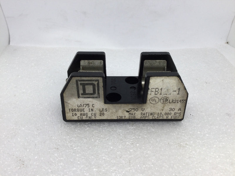 Square D 30 Amp 250V Fuse Holder Class H Fuse Single Pole