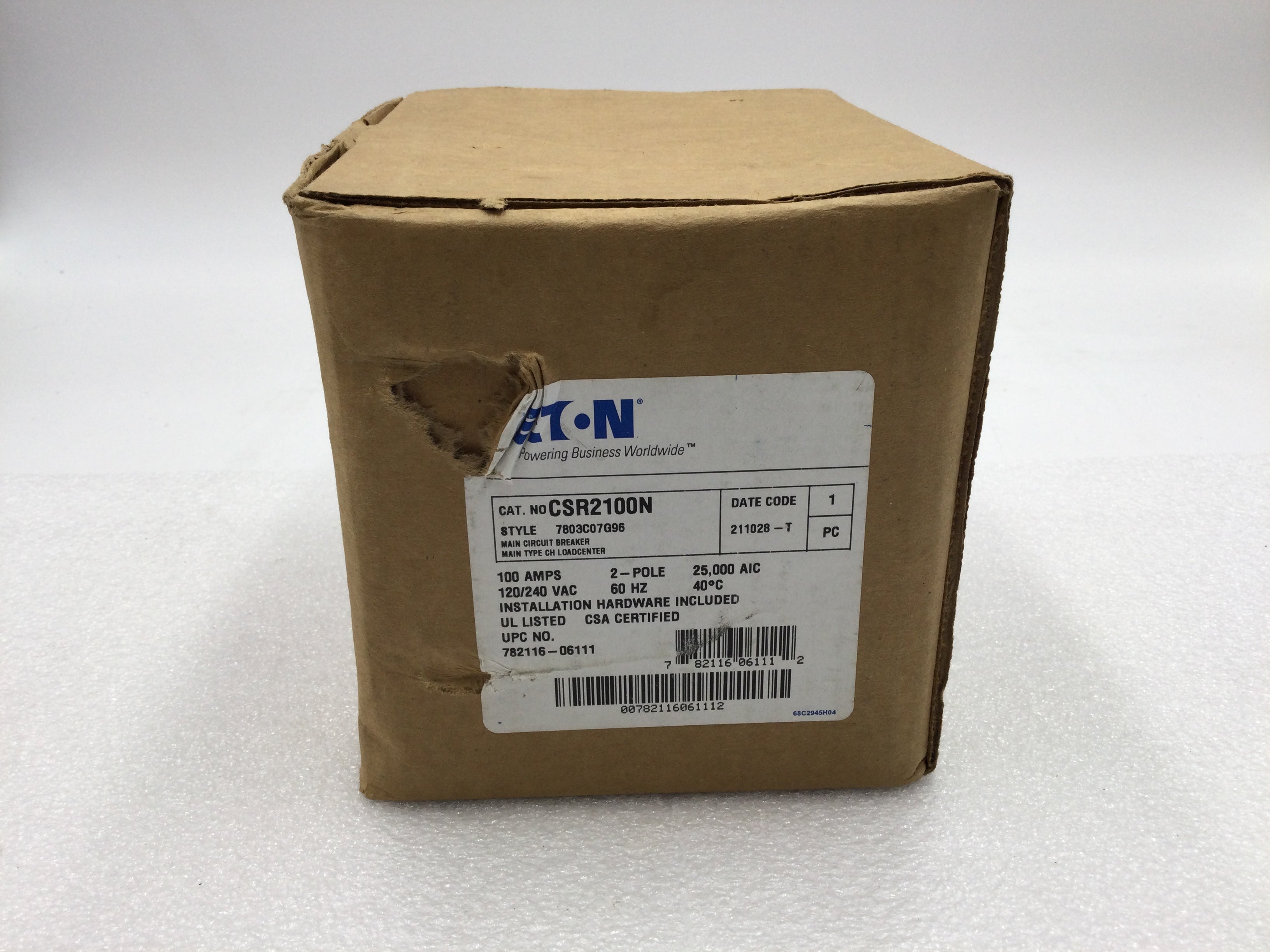 Eaton CSR2100N 100 Amp 2 Pole CSR 25k Circuit Breaker