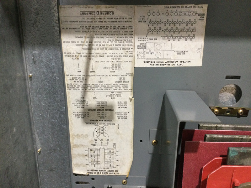 Square D MB I Line Panelboard 64712-2B 200 A 277/480V 3 Phase 4 Wire Nema 1 Indoor Enclosure 45" x 26"