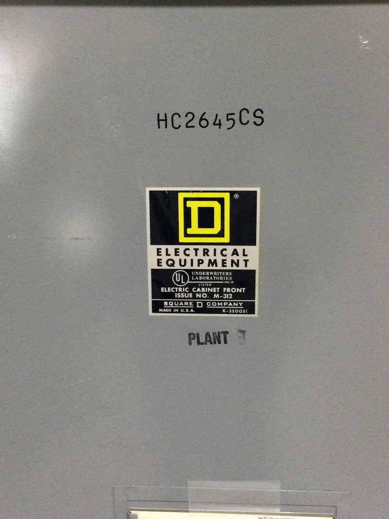 Square D MB I Line Panelboard 64712-2B 200 A 277/480V 3 Phase 4 Wire Nema 1 Indoor Enclosure 45" x 26"