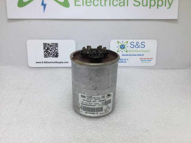 CSC 328P4005H44P31A5R1; 40+5.0uf+/-6%,  440vac, 50/60hz Capacitor