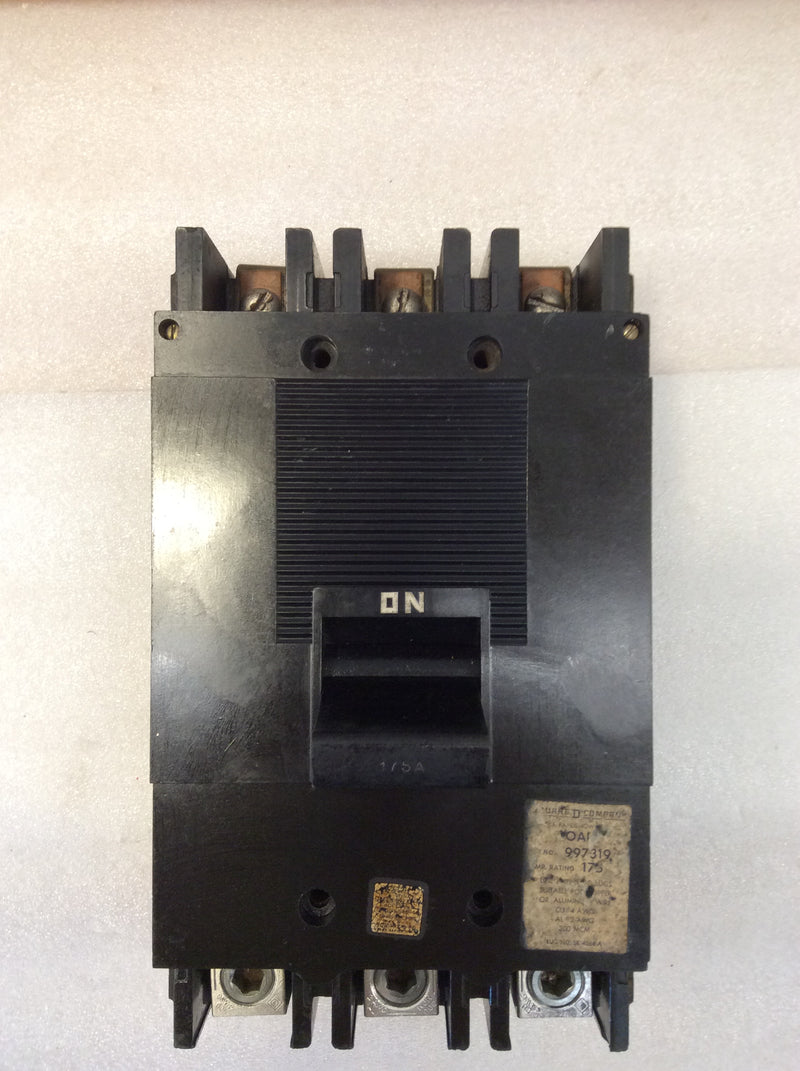 Square D 997319 Type ML3 Circuit Breaker 175A 3 Pole 600VAC