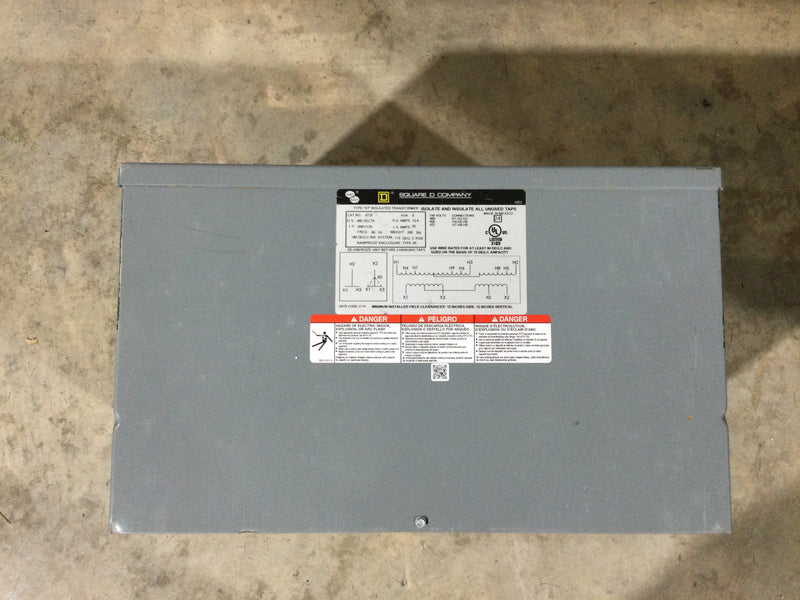 Square D 92TF 3 Phase 9kVA 480VAC Delta @ 10.8A Primary/208Y/120VAC X @ 25A Secondary (New)