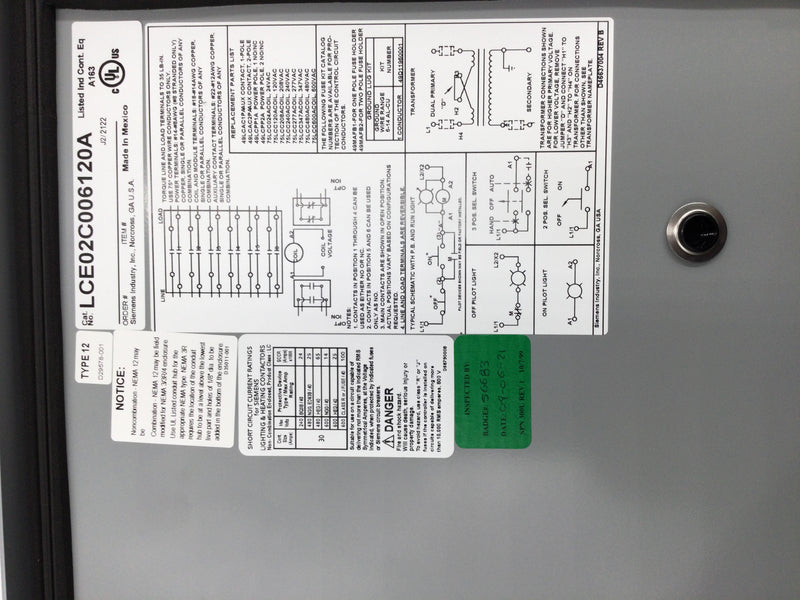 Siemens LCE02C006120A Nema3R Hinged Junction Box/Enclosure Lockable (H)16" x (W) 13.25" x (D) 6" (New)