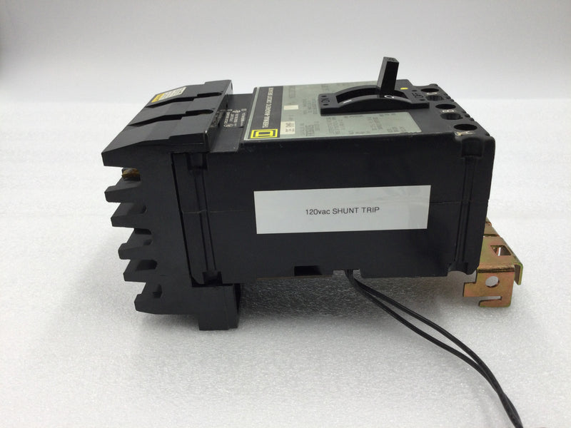 Square D FA360351021 35 Amp 3 Pole 600Vac w/120Vac Shunt Trip I Line Circuit Breaker