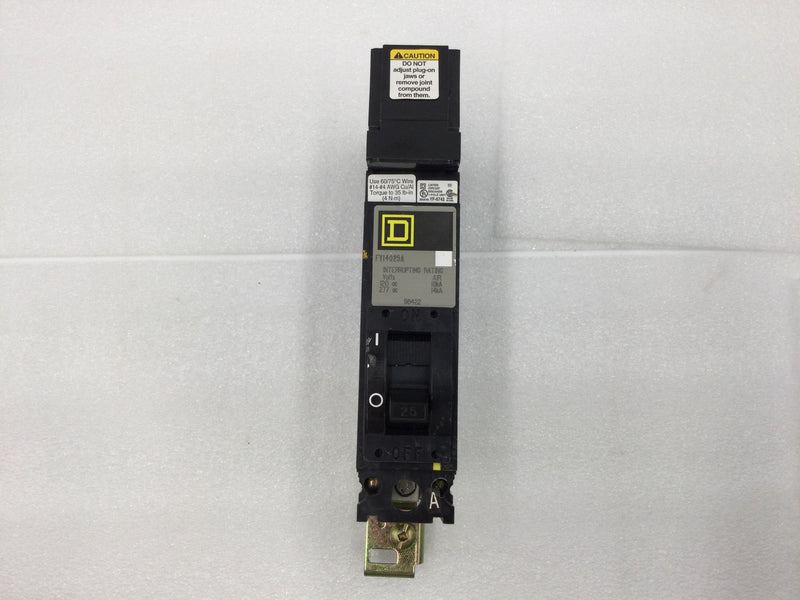 Square D FY14025A 25 Amp 1 Pole 277V I Line Circuit Breaker