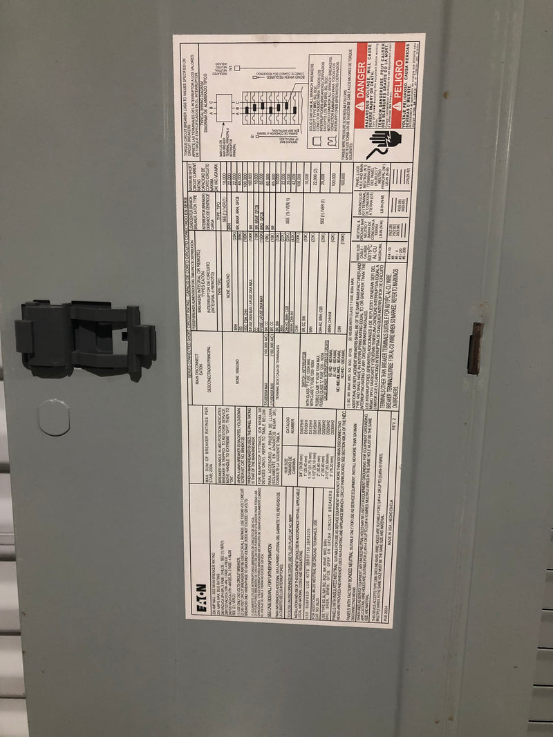 Eaton/Cutler Hammer 3br4242b200 200 Amp Main 3 Phase Circuit Breaker Panel