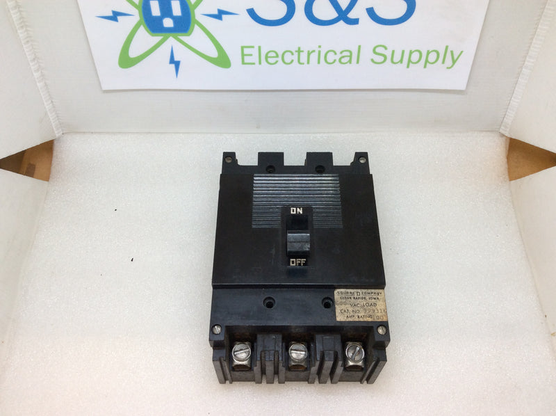 Square D 999316 3 Pole 100 Amp 600VAC Type 999 Circuit Breaker