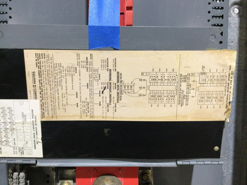 Square D NH1B-33018-201 I-Line Panelboard 3 Phase 200A 277/480VAC 24 Circuit (W)26.25" x (H)54"