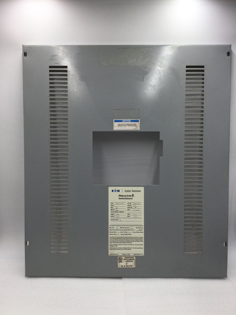 Eaton Cutler Hammer PRL3A 1200 Amp 600Vac Nema 3R 480/277v Panel Door/Cover