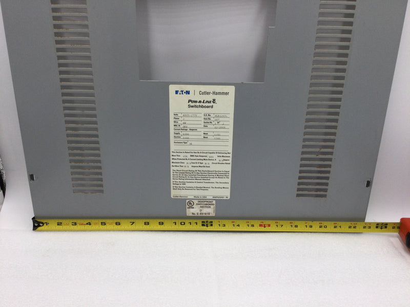 Eaton Cutler Hammer PRL3A 1200 Amp 600Vac Nema 3R 480/277v Panel Door/Cover