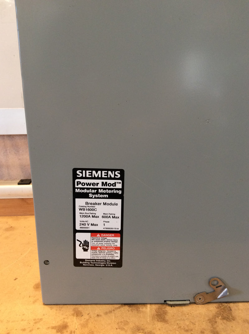 Siemens WB1600C Single Phase 600A 120/240VAC 22kAIC Nema3R Cabinet Powermod (New In Box)