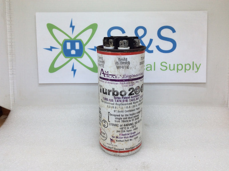 Amrad Turbo 200x Capacitor 97.5mfd 370/440v No 9300 35812711