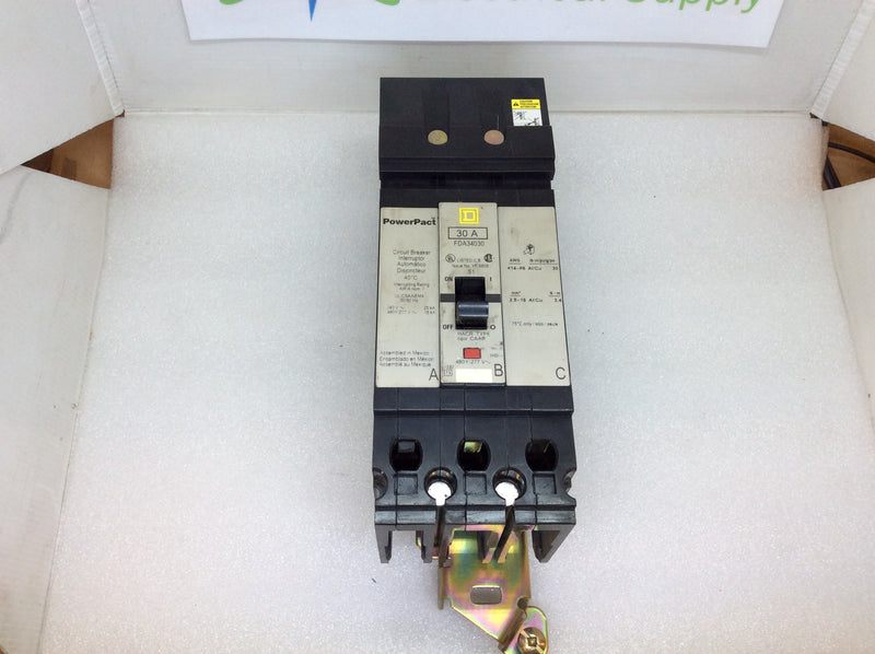 Square D FDA34030 Powerpact I-Line Molded Case 3-Pole 30A 480Y/277V Type FDA Circuit Breaker