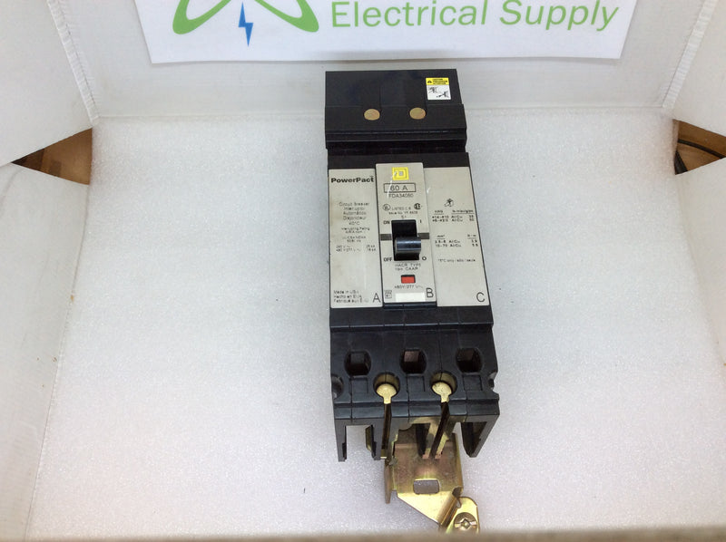 Square D FDA34060 Powerpact I-Line Molded Case 3-Pole 60A 480Y/277V Type FDA Circuit Breaker