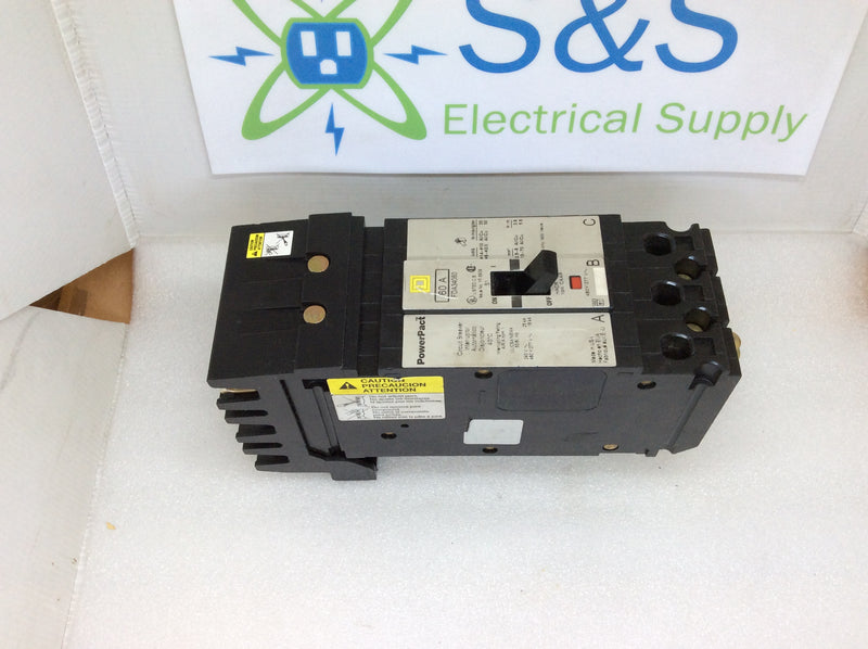 Square D FDA34060 Powerpact I-Line Molded Case 3-Pole 60A 480Y/277V Type FDA Circuit Breaker