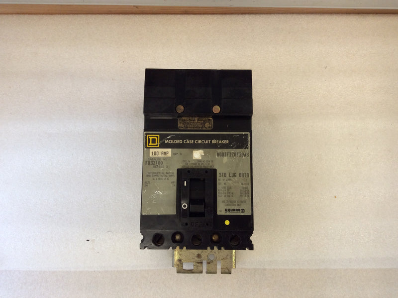 Square D FA32100 100 Amp 240 Volt 3 Pole Circuit Breaker