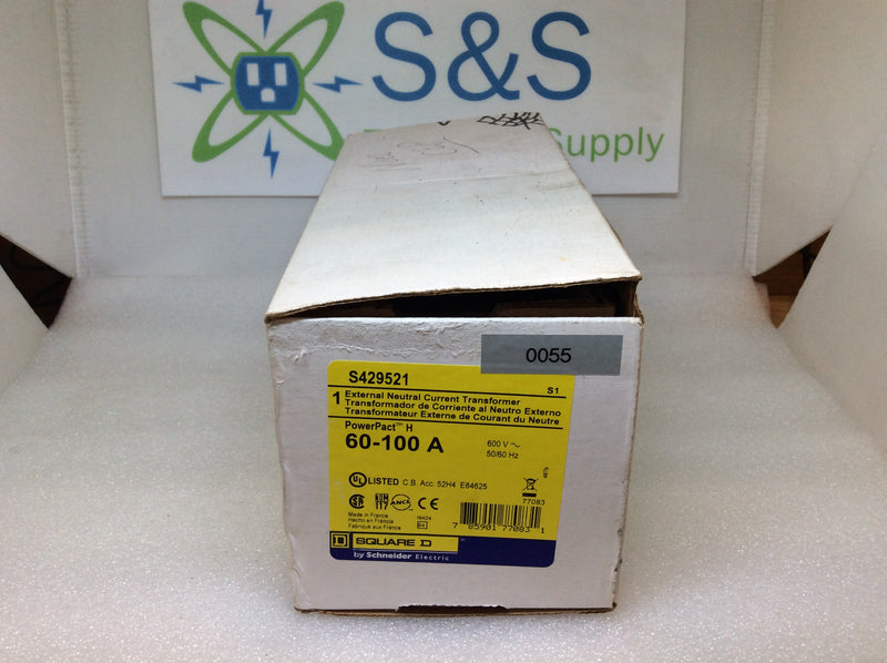 Square D S429521 Powerpact H 60-100A 600VAC External Neutral Current Transformer (New In Box)