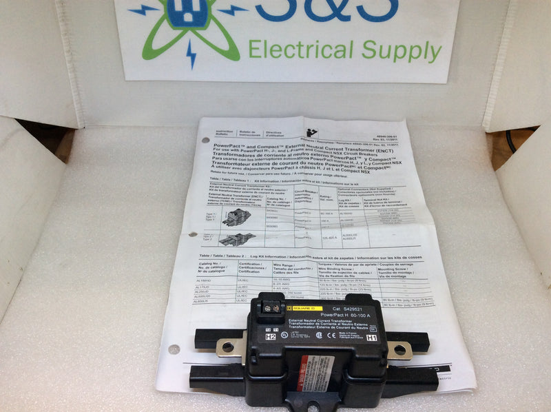 Square D S429521 Powerpact H 60-100A 600VAC External Neutral Current Transformer (New In Box)