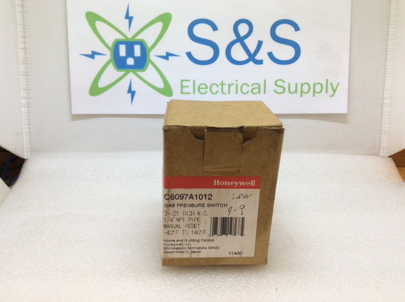 Honeywell C6097A1012 Low Gas Pressure Switch 3.0FLA 18.0LRA 5,0 Resistive 120/240VAC 50/60Hz (New In Box)