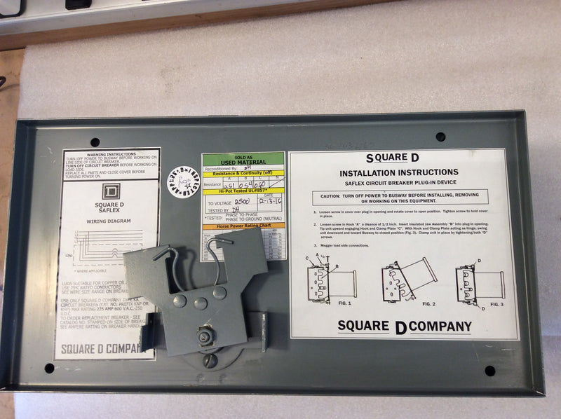 Square D Saflex SD-75720 3P 3W 20A Max Series 3 600VAC Circuit Breaker Plug In Unit (Bus Plug)