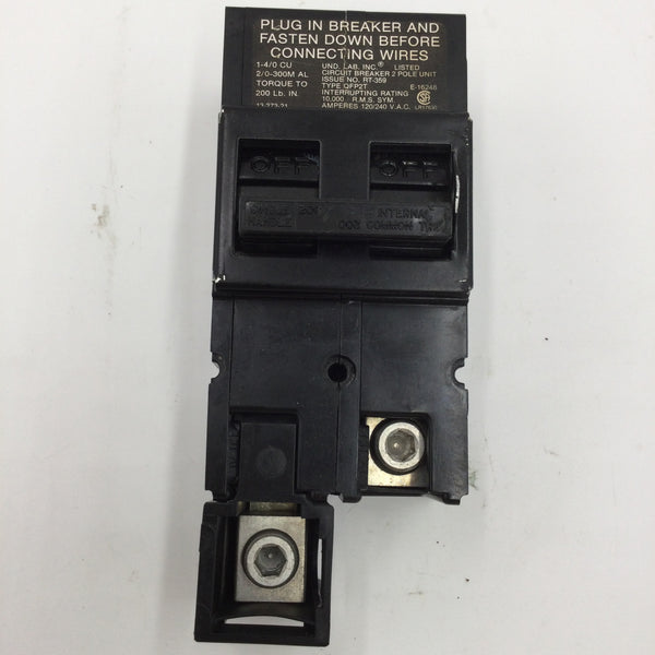 Challenger/Zinsco/GTE Sylvania QFP2T/VQFP-2T/QFP2200T 2 Pole 200 Amp  Circuit Breaker Offset lugs