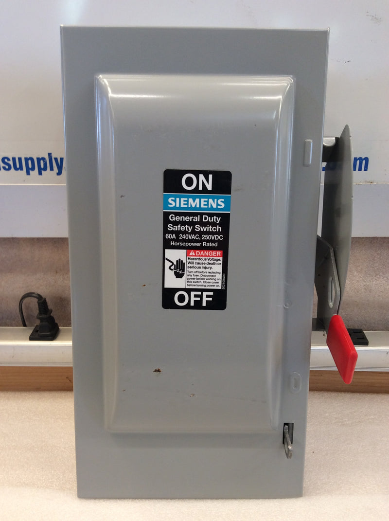 Siemens GF222N 60A 240V Single Phase Nema1 Fusible Safety Switch (New)