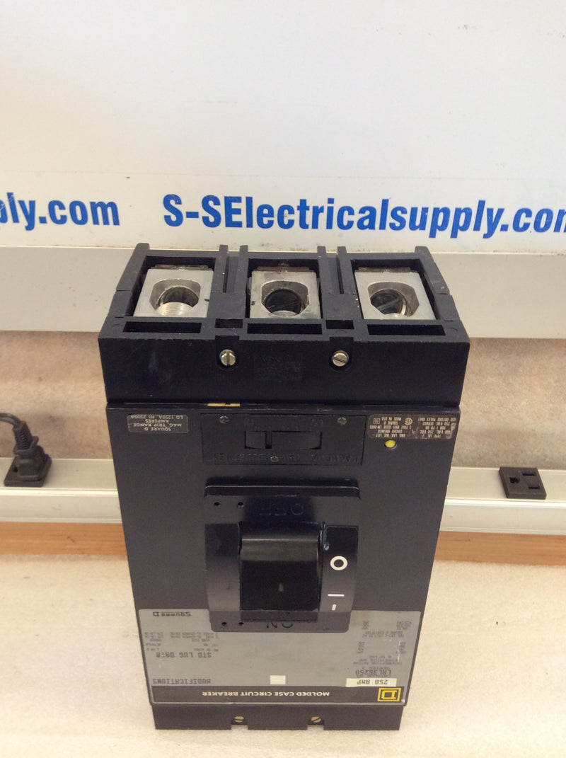 Square D LAL36250 3 Pole 250A 600VAC 22k-42kAIC Type LAL Series 3 Circuit Breaker