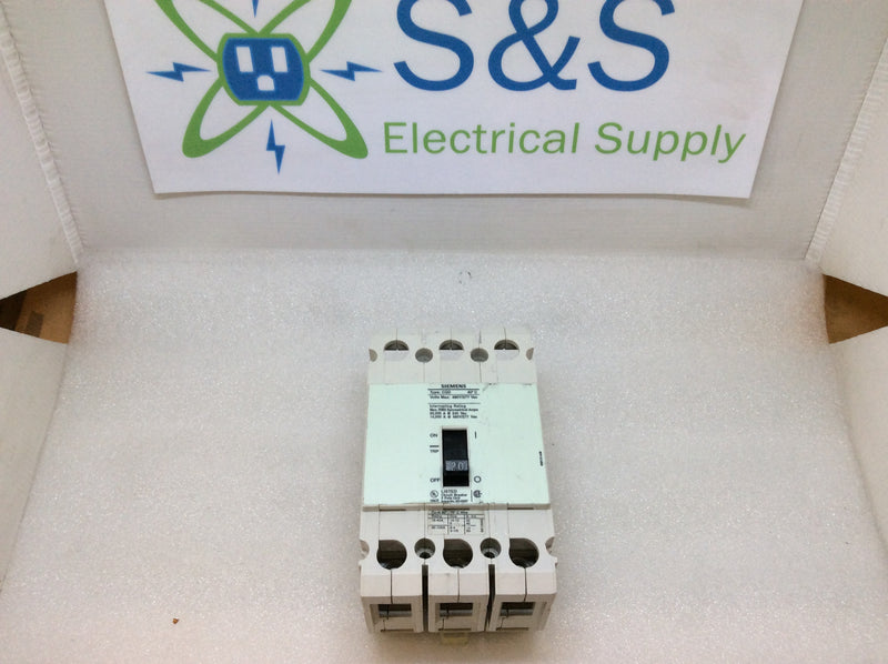 Siemens CQD320 3 Pole 20A 480Y/277V 14-65kAIC Type CQD Din Rail Mount Circuit Breaker