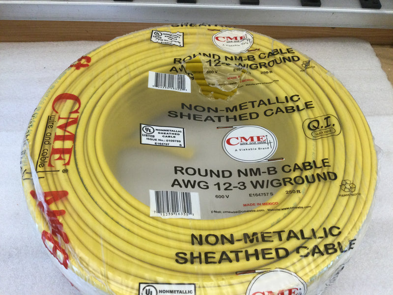 CME Non-Metallic Sheathed Cable NM-B AWG 12/3 With Ground 600V Romex