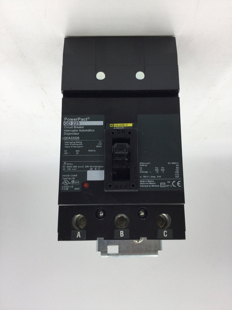 Square D QDA32225 225 Amp 3 Pole 240vac Circuit Breaker