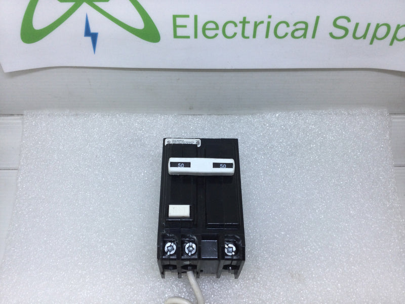 GE THQL2150GFT 2 Pole 50 Amp GFCI Plug-In Mount Type THQL