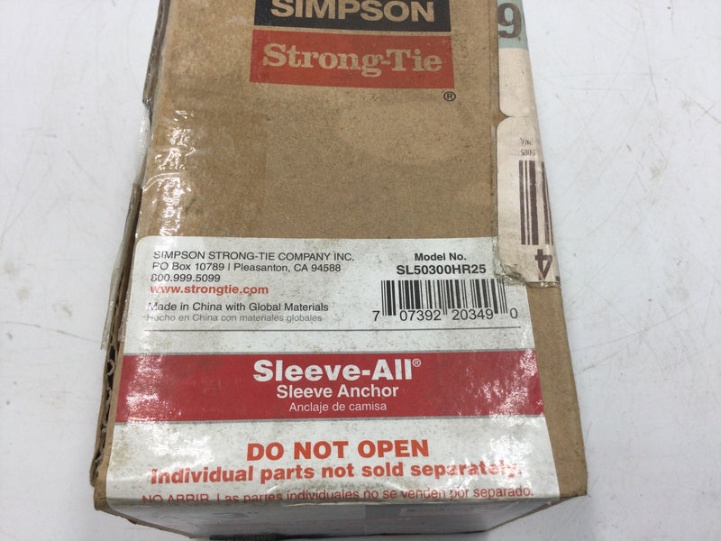 Simpson Strong-Tie SL50300HP1/HR25 Sleeve-All 1/2" x 3" Sleeve Anchor