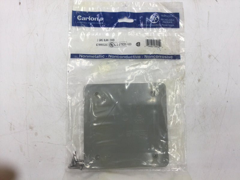 Carlson E9802C 2-Gang Blank Cover Gray