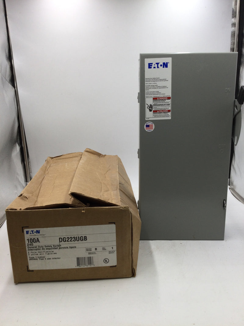 Eaton DG223UGB 100 Amp 2 Pole 240V Nema 1 General Duty Safety Switch