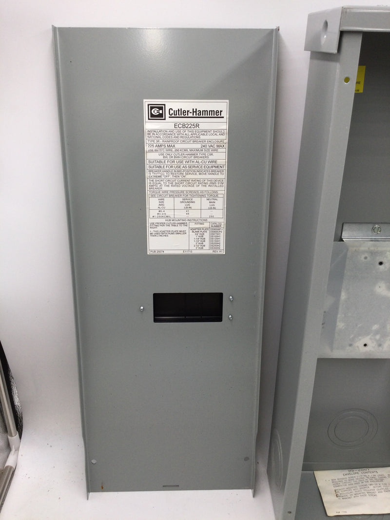 Eaton ECB225R Nema3R Main Breaker Enclosure 225 Amps 240VAC Max (W)9" x (H)23.5" x (D)4.5"