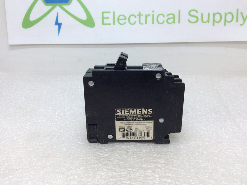 Siemens, ITE, Gould Q3030 Two 30-Amp Single Pole 120-Volt Circuit Breaker Qt Style