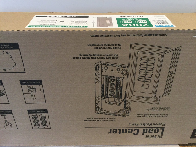 Siemens SN4040B1200 200A 40 Space/40 Circuit 120/240V Plug On Neutral Ready (New In Box)