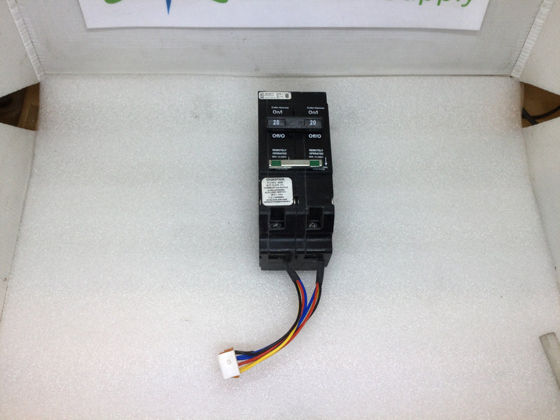 Eaton GHQRSP2020 2 Pole 20 Amp 480Y/277V Bolt In Circuit Breaker W/Remote Operated  24V Aux Switch