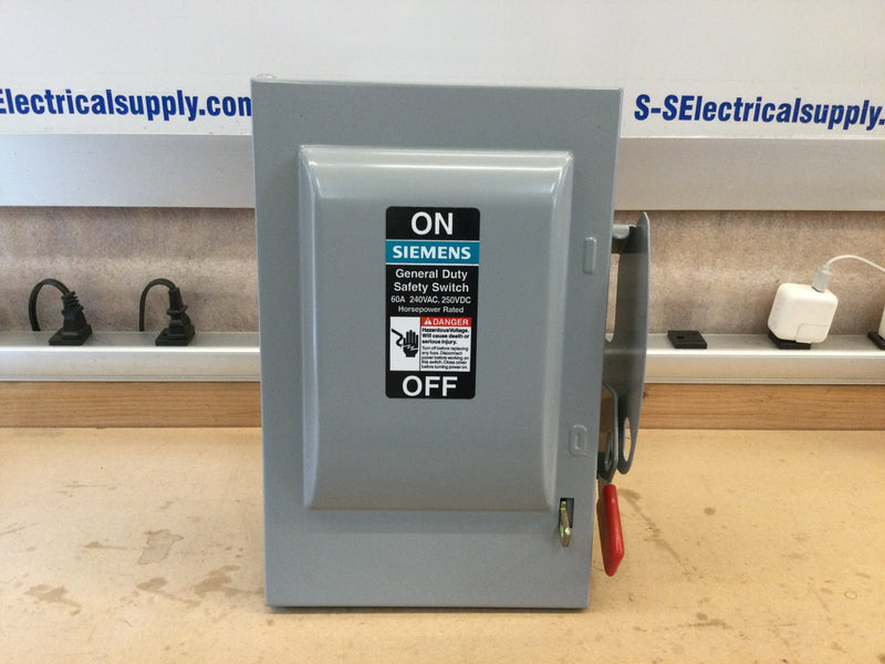 Siemens Gnf322 Safety Switch 3p 60a 240v~250vdc Nema Type 1 Non-Fused